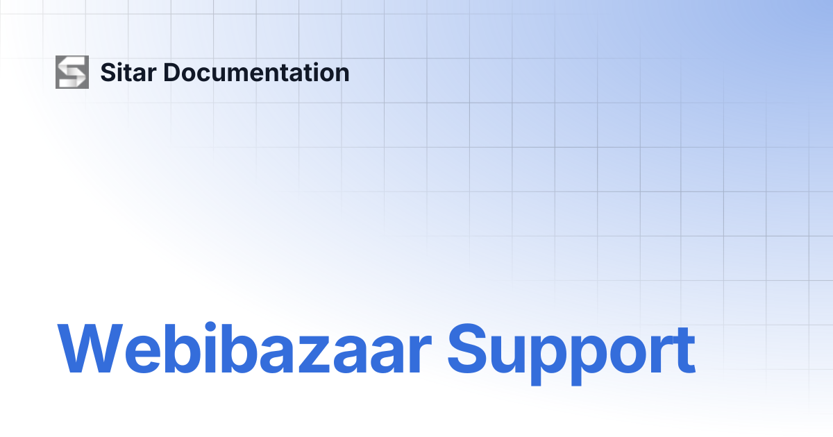 Webibazaar Support | Sitar Documentation