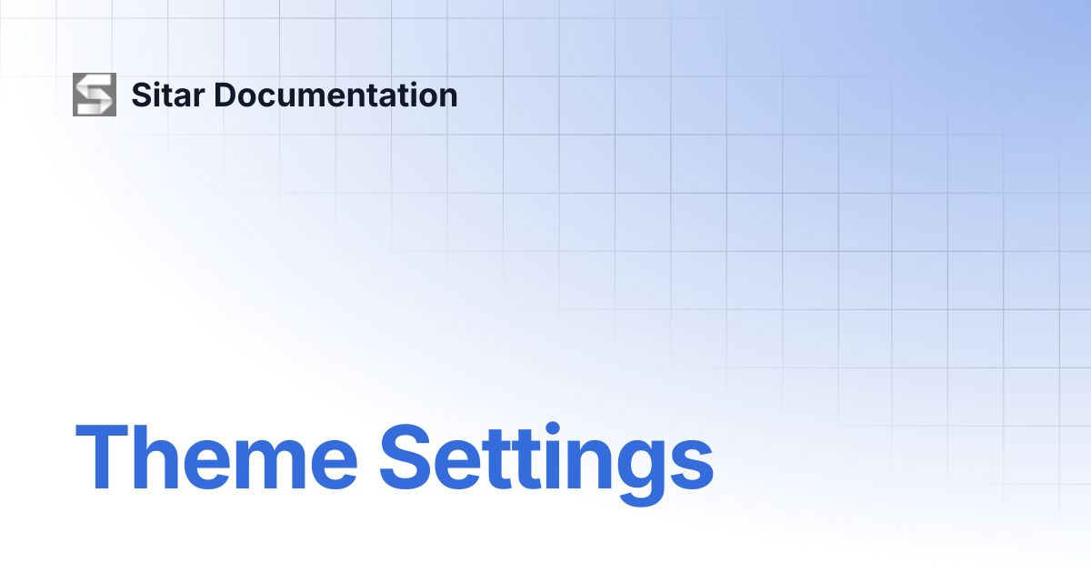 Theme Settings | Sitar Documentation